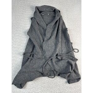 SARAR Sweater Vest Womens Medium Gray Wool Viscose Collared Belted Open‎ Knit